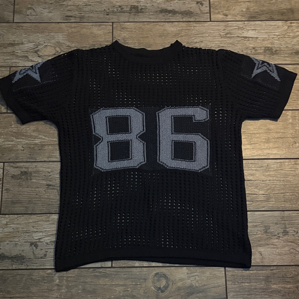 Black Mesh Shirt with Gray Accents